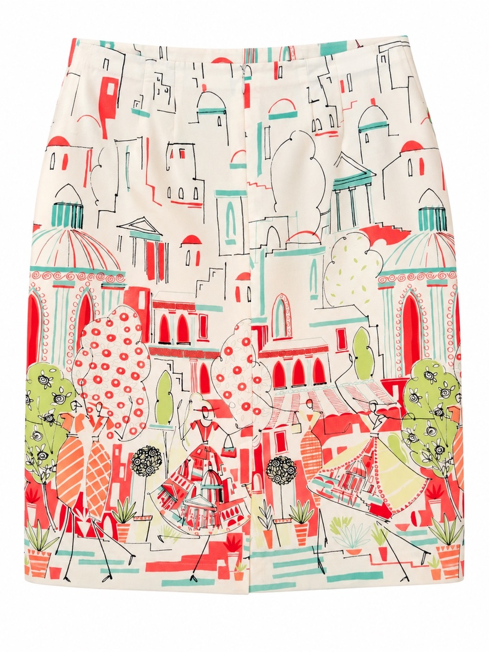 Grace Elements 100% Silk Scenic City Print Skirt Size 8